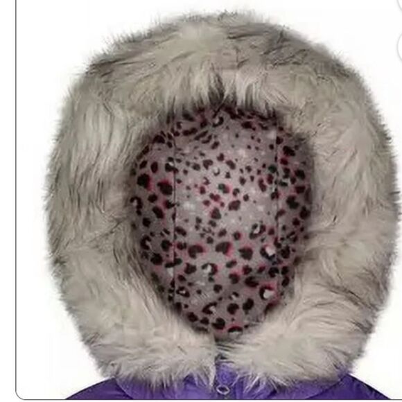 Weather Tamer Girls Purple Coat with Faux Fur Trim & Matching Headband - Picture 2 of 8